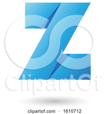 Clipart of a Blue Folded Paper Styled Letter Z - Royalty Free Vector Illustration by cidepix