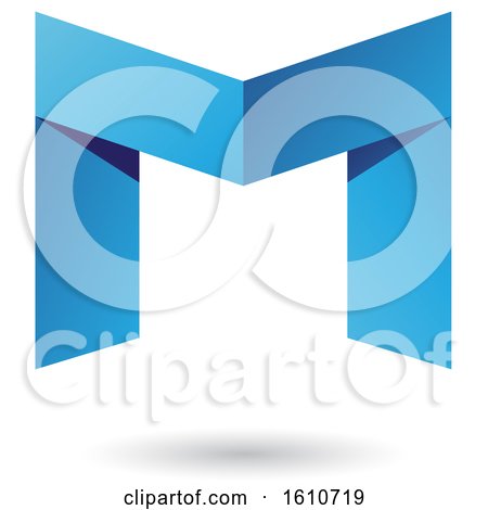 Clipart of a Folded Paper Blue Letter M - Royalty Free Vector Illustration by cidepix