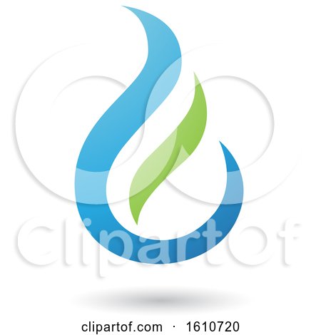 Clipart of a Fire Shaped Blue and Green Letter E - Royalty Free Vector Illustration by cidepix