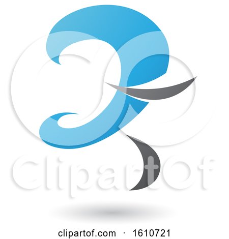 Clipart of a Blue and Gray Curvy Letter Z - Royalty Free Vector Illustration by cidepix