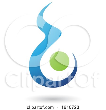Clipart of a Fire Shaped Blue and Green Letter B - Royalty Free Vector Illustration by cidepix