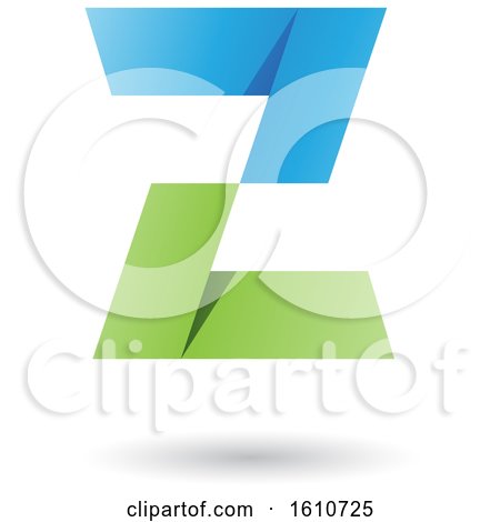 Clipart of a Blue and Green Folded Paper Styled Letter Z - Royalty Free Vector Illustration by cidepix