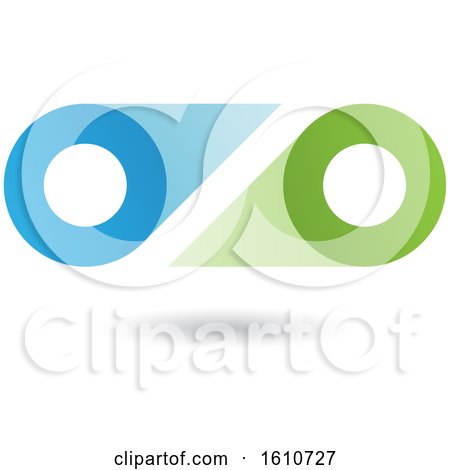 Clipart of a Blue and Green Abstract Double Letter O or Binoculars Design - Royalty Free Vector Illustration by cidepix