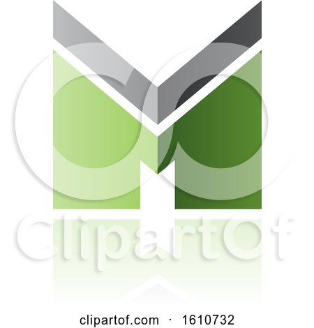 Clipart of a Thick Striped Green and Gray Letter M - Royalty Free Vector Illustration by cidepix