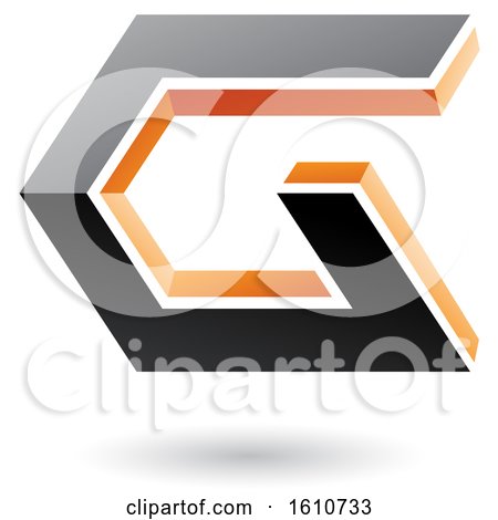 Clipart of a Black and Orange Angled Letter G - Royalty Free Vector Illustration by cidepix