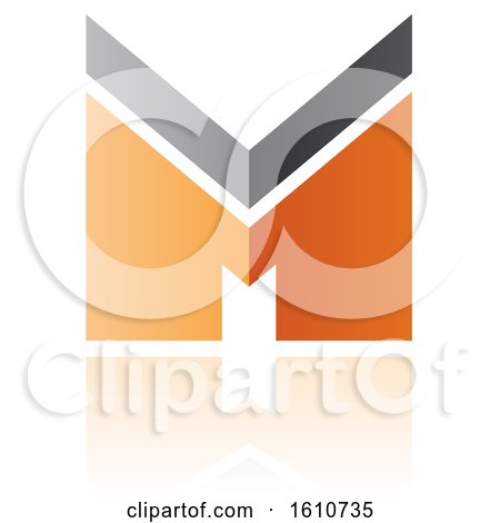 Clipart of a Thick Striped Orange and Gray Letter M - Royalty Free Vector Illustration by cidepix