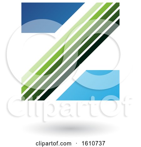 Clipart of a Striped Blue and Green Letter Z - Royalty Free Vector Illustration by cidepix