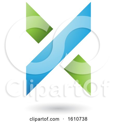 Clipart of a Blue and Green Letter X - Royalty Free Vector Illustration by cidepix