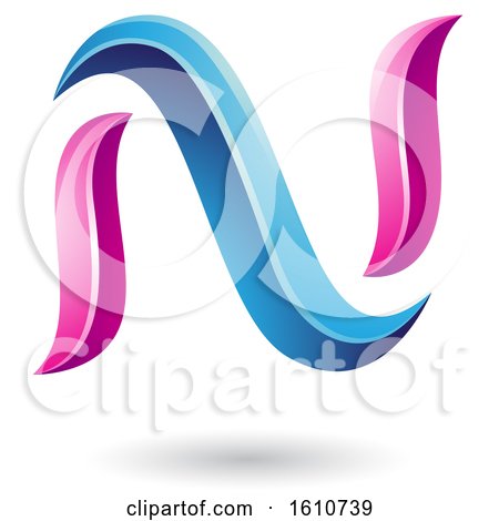 Clipart of a Blue and Magenta Letter N - Royalty Free Vector Illustration by cidepix
