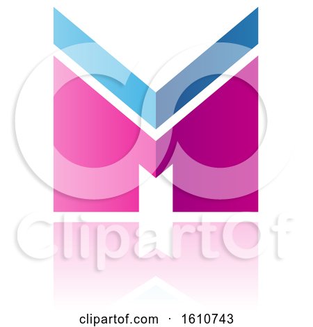 Clipart of a Thick Striped Magenta and Blue Letter M - Royalty Free Vector Illustration by cidepix