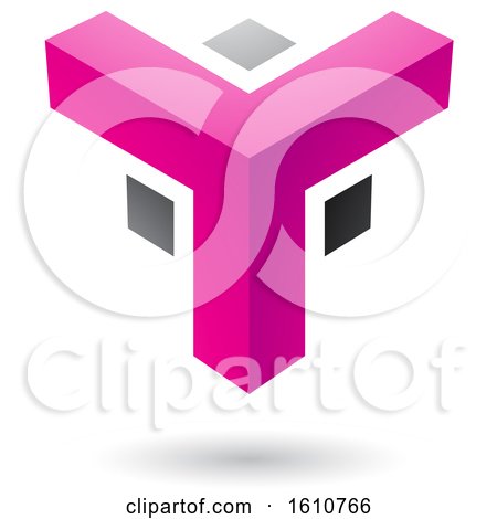 Clipart of a Magenta and Black Corner Design - Royalty Free Vector Illustration by cidepix