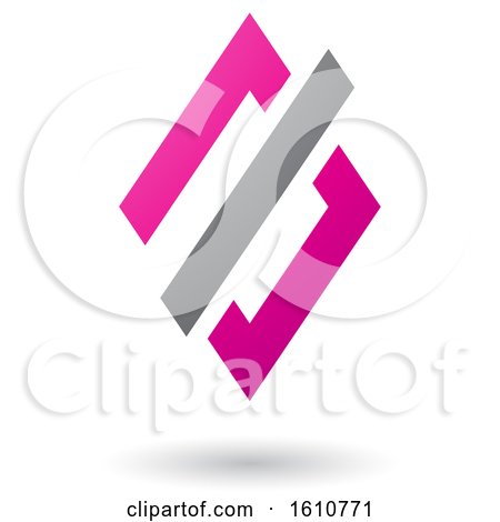 Clipart of a Magenta and Gray Diamond - Royalty Free Vector Illustration by cidepix