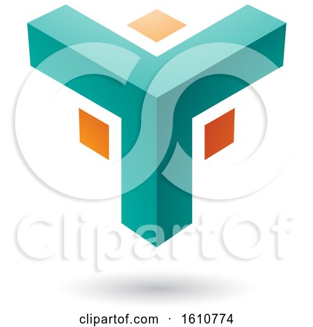Clipart of a Turquoise and Orange Corner Design - Royalty Free Vector Illustration by cidepix