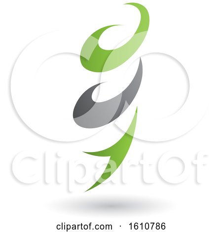 Clipart of a Green and Gray Twister - Royalty Free Vector Illustration by cidepix