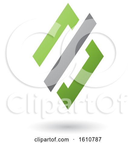 Clipart of a Green and Gray Diamond - Royalty Free Vector Illustration by cidepix