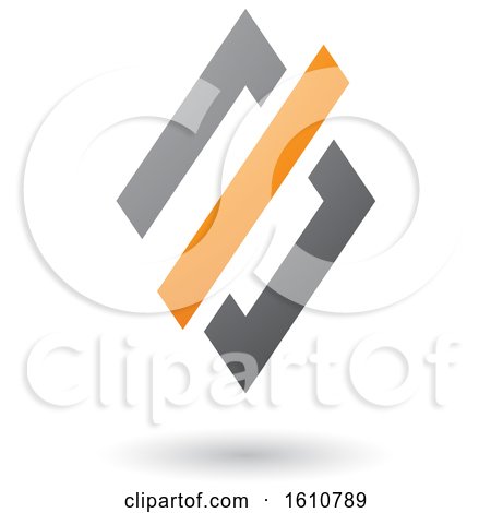 Clipart of a Gray and Orange Diamond - Royalty Free Vector Illustration by cidepix