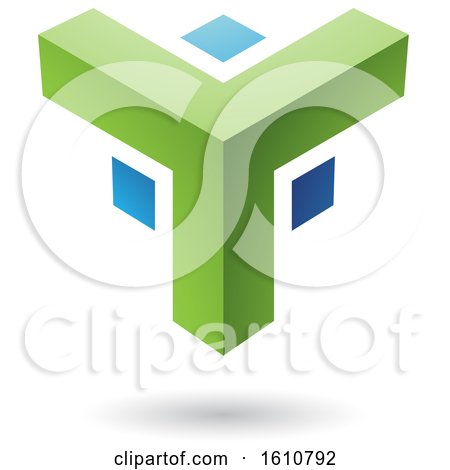 Clipart of a Green and Blue Corner Design - Royalty Free Vector Illustration by cidepix