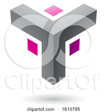 Clipart of a Gray and Magenta Corner Design - Royalty Free Vector Illustration by cidepix