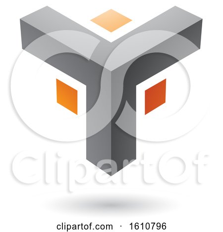 Clipart of a Gray and Orange Corner Design - Royalty Free Vector Illustration by cidepix