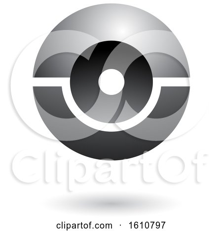 Clipart of a Black Futuristic Shiny Sphere - Royalty Free Vector Illustration by cidepix