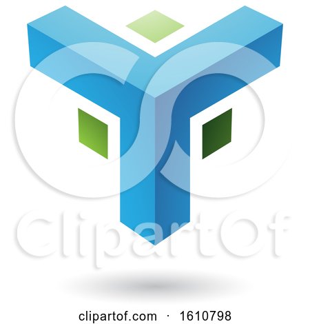 Clipart of a Blue and Green Corner Design - Royalty Free Vector Illustration by cidepix