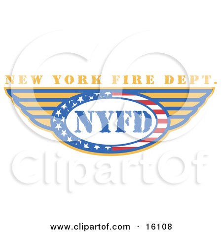 Circle Of Stars And Stripes Around Nyfd and Wings Clipart Illustration by Andy Nortnik