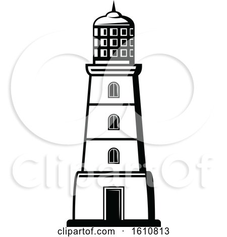 Clipart of a Black and White Lighthouse - Royalty Free Vector Illustration by Vector Tradition SM
