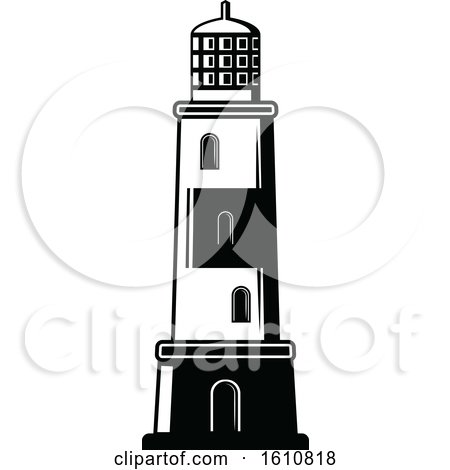 Clipart of a Black and White Lighthouse - Royalty Free Vector Illustration by Vector Tradition SM