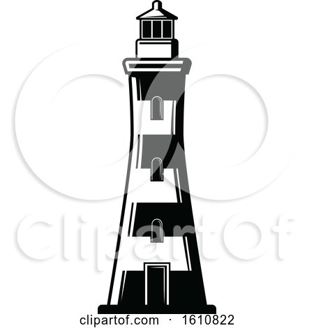 Clipart of a Black and White Lighthouse - Royalty Free Vector Illustration by Vector Tradition SM