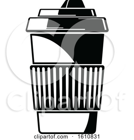 Clipart of a Black and White Take out Coffee - Royalty Free Vector Illustration by Vector Tradition SM