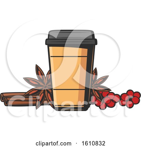 Clipart of a Take out Coffee Cup with Berries and Spices - Royalty Free Vector Illustration by Vector Tradition SM