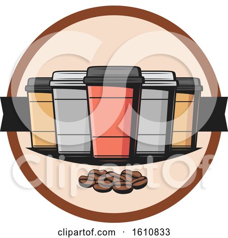 Clipart of Take out Coffee Cups and Beans - Royalty Free Vector Illustration by Vector Tradition SM