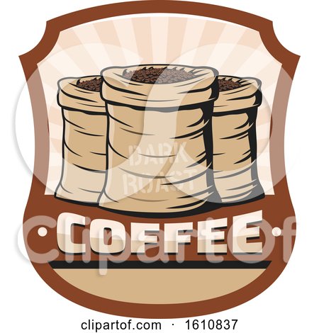 Clipart of a Shield with Sacks of Coffee - Royalty Free Vector Illustration by Vector Tradition SM