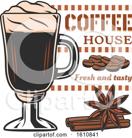 Clipart of a Tall Coffee Glass - Royalty Free Vector Illustration by Vector Tradition SM