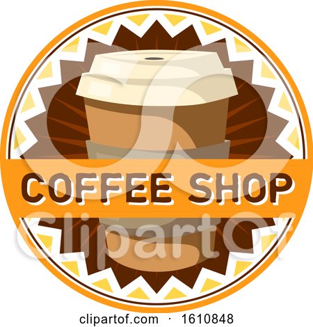 Clipart of a Take out Coffee Cup Design with Text - Royalty Free Vector Illustration by Vector Tradition SM