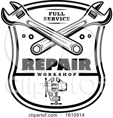 Clipart of a Black and White Repair Design - Royalty Free Vector Illustration by Vector Tradition SM