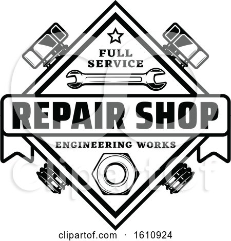 Clipart of a Black and White Repair Design - Royalty Free Vector Illustration by Vector Tradition SM