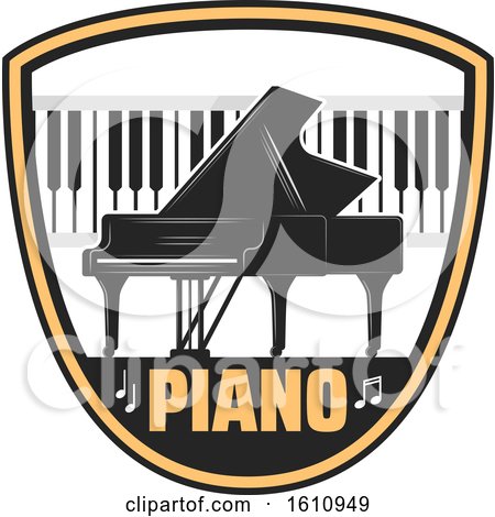Clipart of a Piano and Keyboard in a Shield - Royalty Free Vector Illustration by Vector Tradition SM