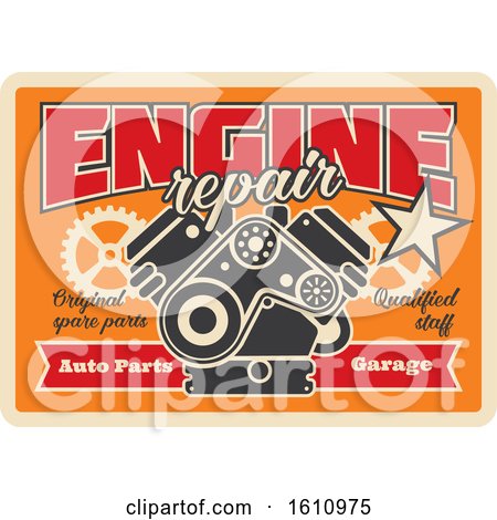 Clipart of a Vintage Style Automotive Sign - Royalty Free Vector Illustration by Vector Tradition SM