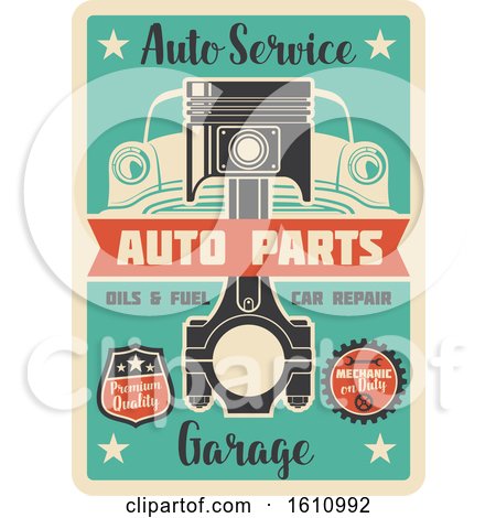 Clipart of a Vintage Style Automotive Sign - Royalty Free Vector Illustration by Vector Tradition SM