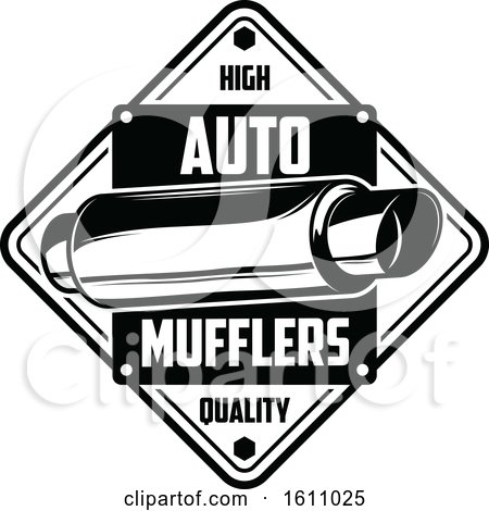 Clipart of a Black and White Automotive Design with a Muffler - Royalty Free Vector Illustration by Vector Tradition SM