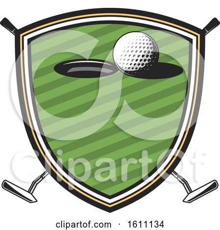 Clipart of a Golfing Shield with a Ball and Hole - Royalty Free Vector Illustration by Vector Tradition SM