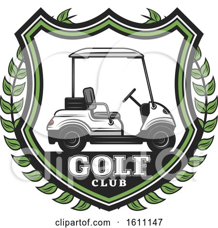 Clipart of a Golfing Shield with a Cart - Royalty Free Vector Illustration by Vector Tradition SM