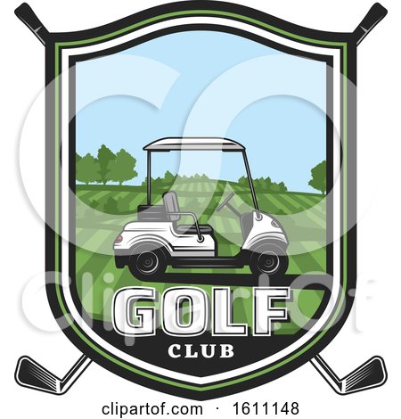 Clipart of a Golfing Shield with a Cart - Royalty Free Vector Illustration by Vector Tradition SM