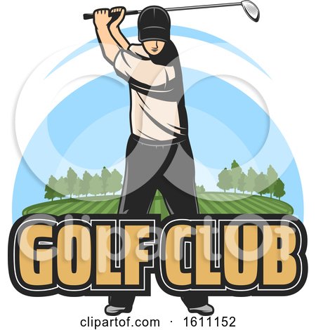 Clipart of a Golfer Swinging with Text - Royalty Free Vector Illustration by Vector Tradition SM