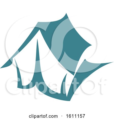 Clipart of a Blue Camping Tent - Royalty Free Vector Illustration by Vector Tradition SM