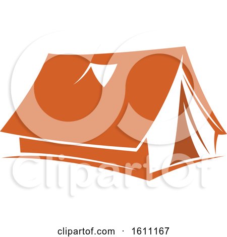 Clipart of an Orange Camping Tent - Royalty Free Vector Illustration by Vector Tradition SM