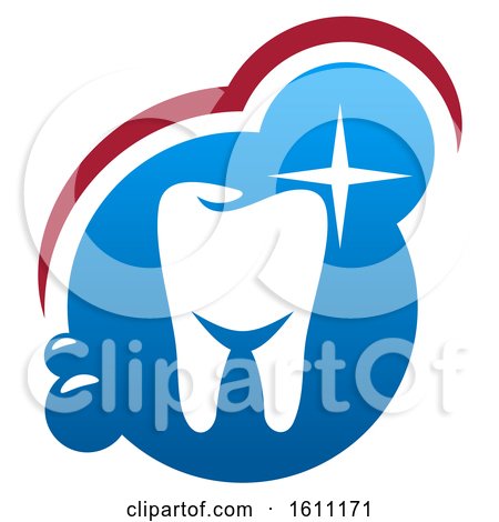 Clipart of a Red White and Blue Dental Design with a Tooth - Royalty Free Vector Illustration by Vector Tradition SM