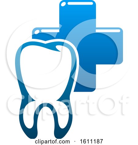 Clipart of a Blue and Green Dental Tooth and Cross - Royalty Free Vector Illustration by Vector Tradition SM
