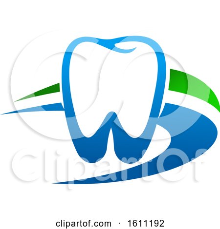 Clipart of a Blue and Green Dental Tooth - Royalty Free Vector Illustration by Vector Tradition SM